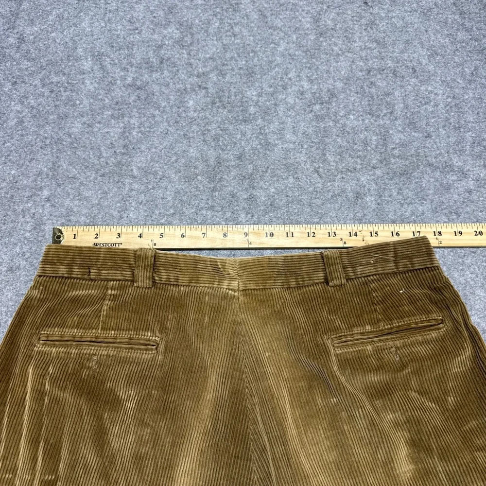 Points West Mens Pleated Corduroy Pants 38x34 Camel Brown Wide Wale Straight Leg